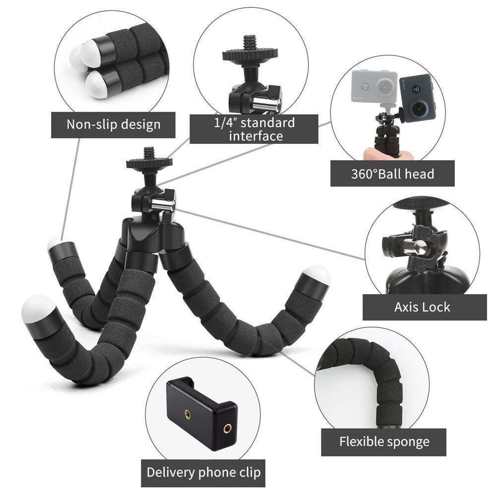 Flexible Webcam Stand And Cell Phone Tripod With Holder For Logitech And Nexigo Webcam, Gopro Camera And More